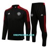 Dječji - Manchester United Komplet Sweatshirts Četvrt-Zip 22/23 Crno crvena